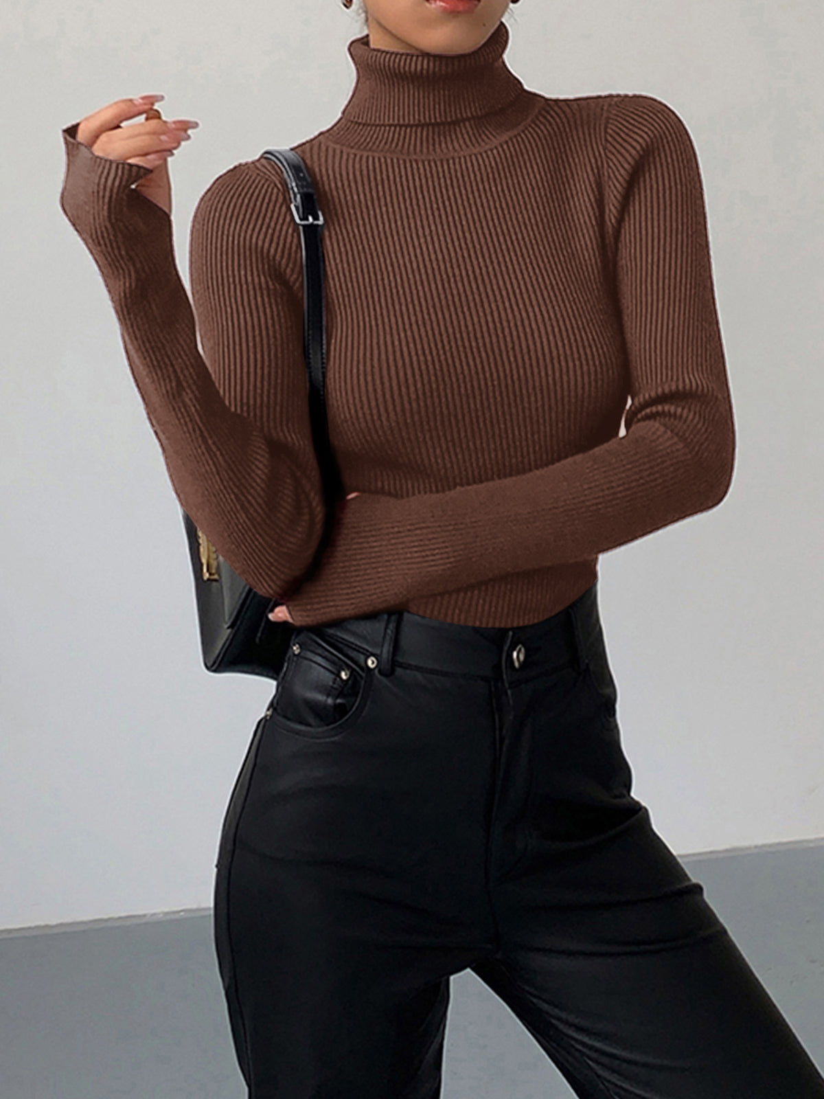 Damen Rollkragenpullover Frühling Stilvoll Gerippt