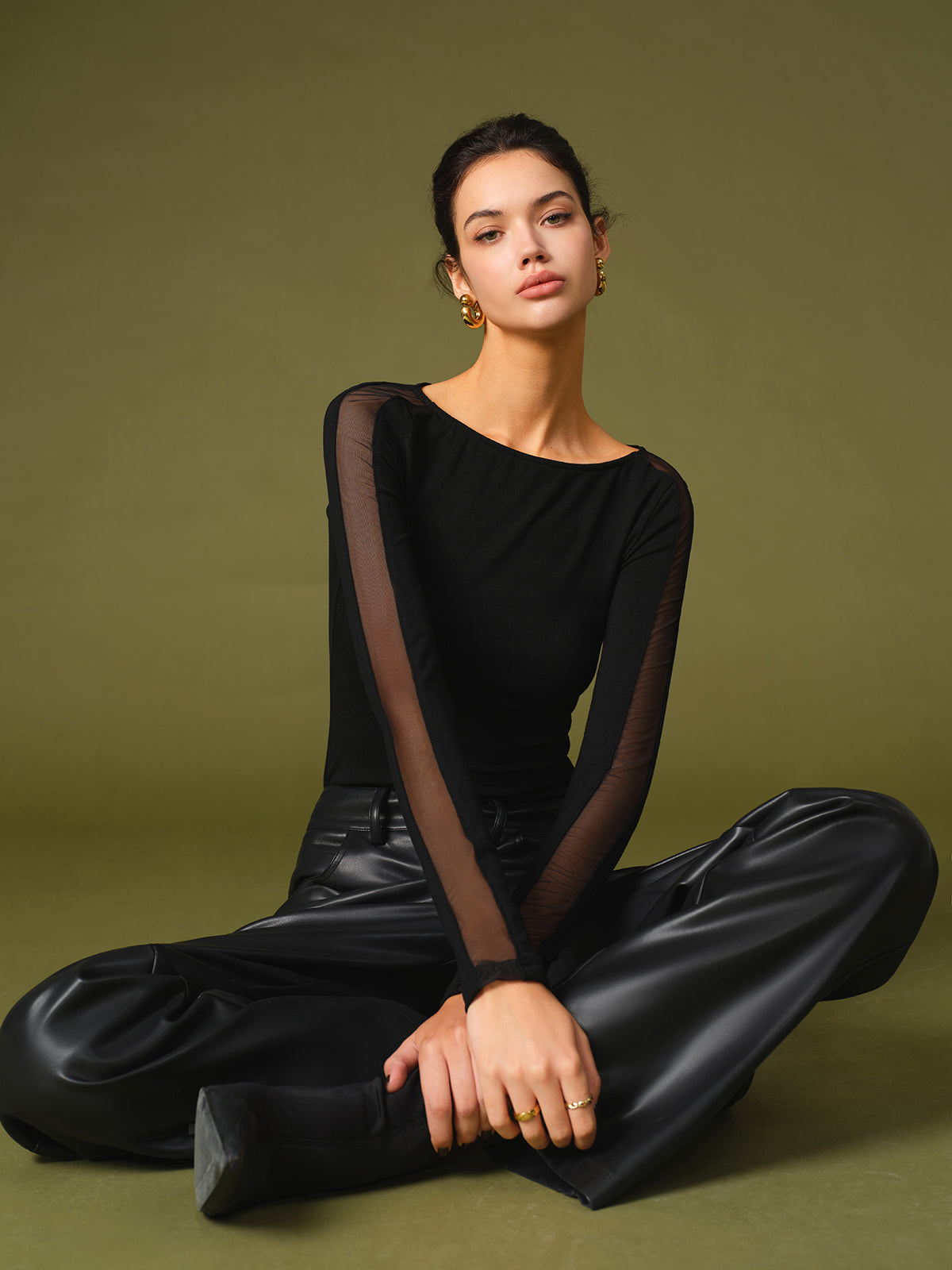 Damen T-Shirt Frühling Mesh Ärmel Stylisch