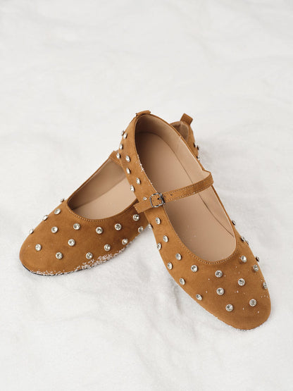 Stilvolle Ballerinas mit Strass Schmuck Damen Schuhe