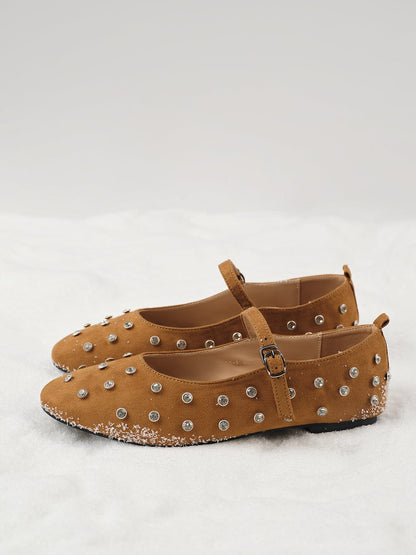 Stilvolle Ballerinas mit Strass Schmuck Damen Schuhe