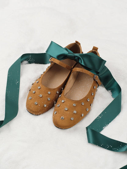 Stilvolle Ballerinas mit Strass Schmuck Damen Schuhe