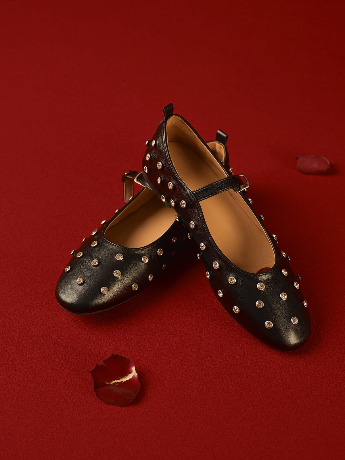 Schwarze Ballerinas mit Strass Elegant Modern Damen
