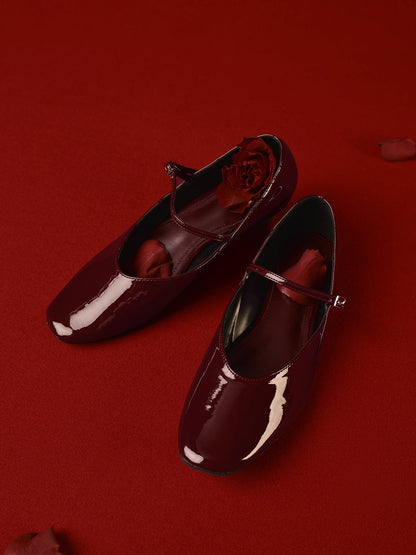 Lackleder Ballerinas Bordeaux Elegantes Damen Schuhe - BerlinGlamour
