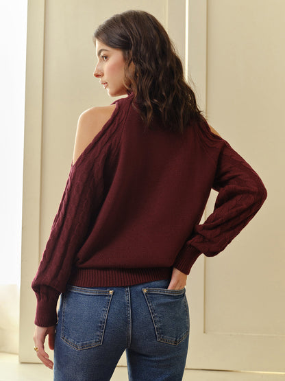 Damenschal Karierter Pullover Schulterfrei Elegannt