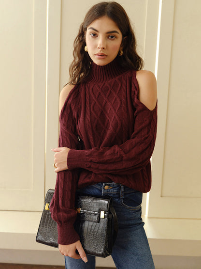 Damenschal Karierter Pullover Schulterfrei Elegannt