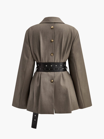 Oversized Blazer Oliv Grün mit Taillengürtel Damen