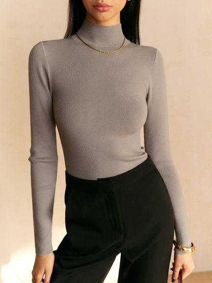 Damen Oberteil Frühling Bequem Mock-Neck Top
