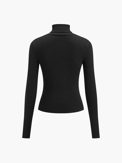 Damen Rollkragen Top Slim Fit Elegantes Oberteil
