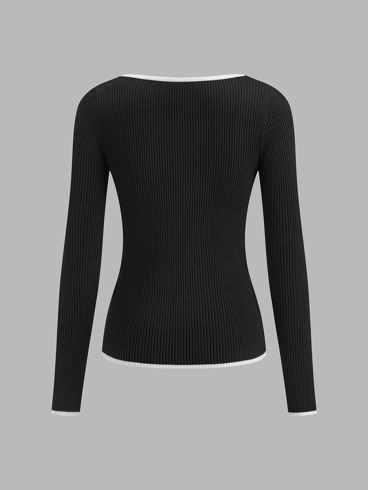 Damen Pullover Warm V-Ausschnitt Kontrastbesatz Winter