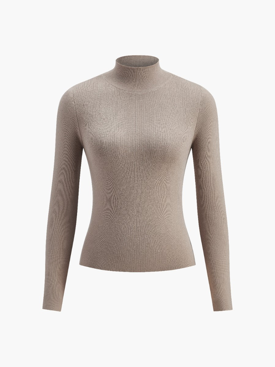 Damen Oberteil Frühling Bequem Mock-Neck Top