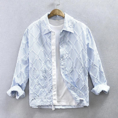 Herren Bluse Business Klassisch Blau Hochwertig