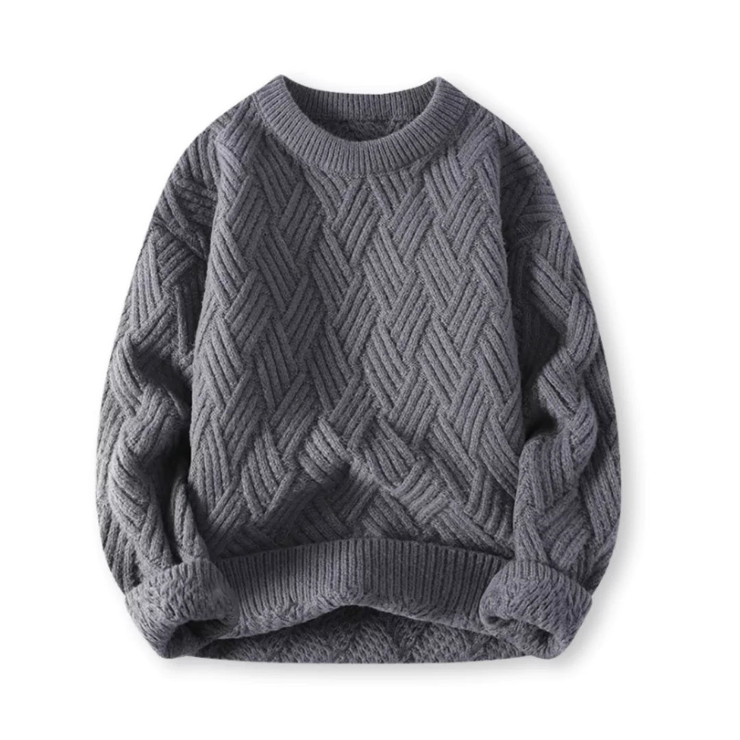 Herren Pullover Wollmischung Klassisch Warm Zopfmuster