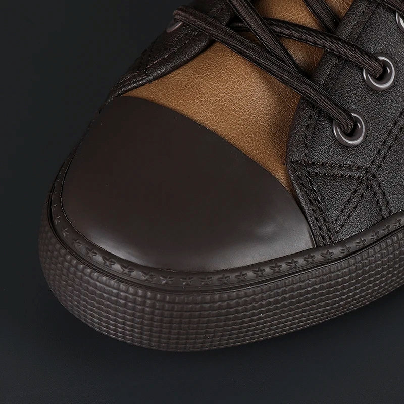 Herren Leder Sneaker Schwarz Elegantes Design