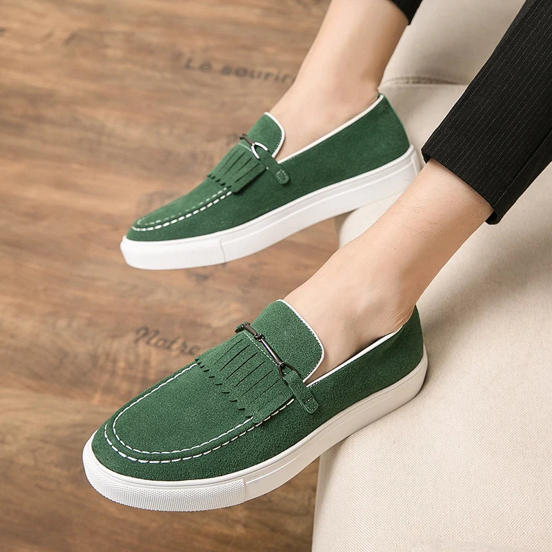 Herren Loafer Schuhe Wildleder Braun Elegent