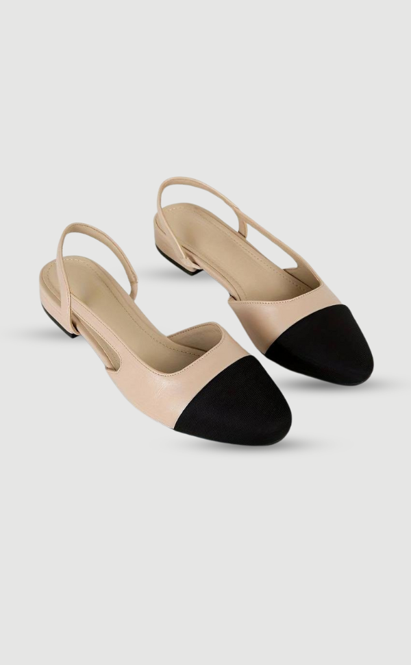 Elegante Slingback Ballerinas Schwarz Beige