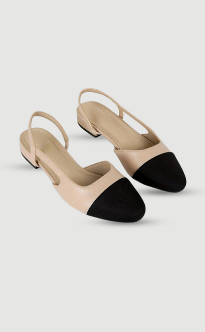 Elegante Slingback Ballerinas Schwarz Beige