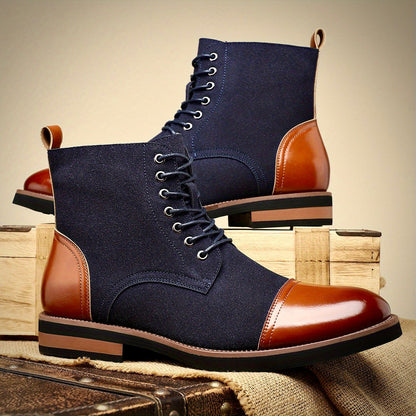 Herren Lederstiefel Oxford Elegantes Design Schwarz - BerlinGlamour
