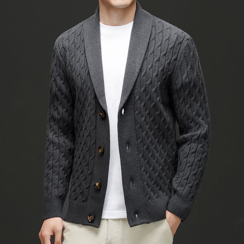 Herren Strickjacke Klassisch mit Knöpfen Braun