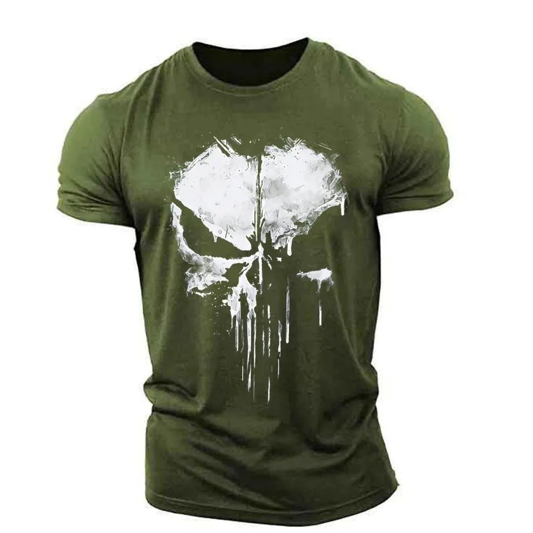 Herren T-Shirt Totenkopf Rundhals Schwarz