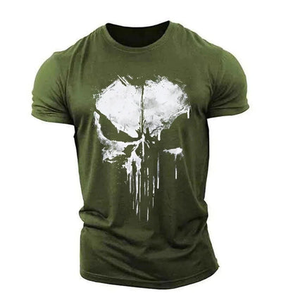 Herren T-Shirt Totenkopf Rundhals Schwarz