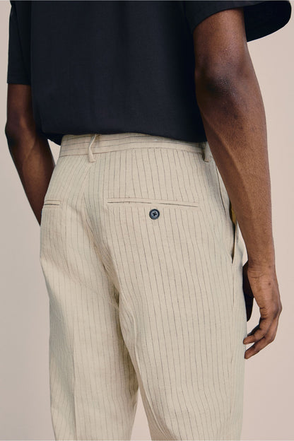 Herren Anzughose Nadelstreifen Elegant Schwarz