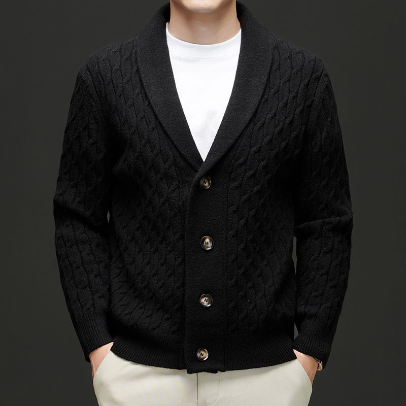 Herren Strickjacke Klassisch mit Knöpfen Braun