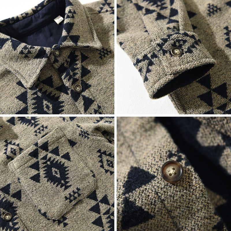 Herren Westernhemd Retro Baumwolle Blau