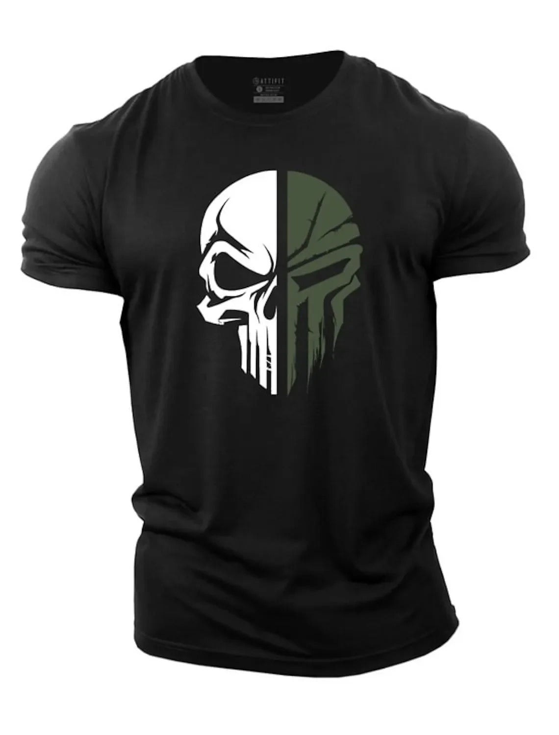 Herren T-Shirt Totenkopf Militär Style Schwarz - BerlinGlamour