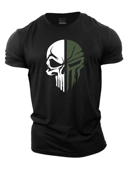Herren T-Shirt Totenkopf Militär Style Schwarz - BerlinGlamour