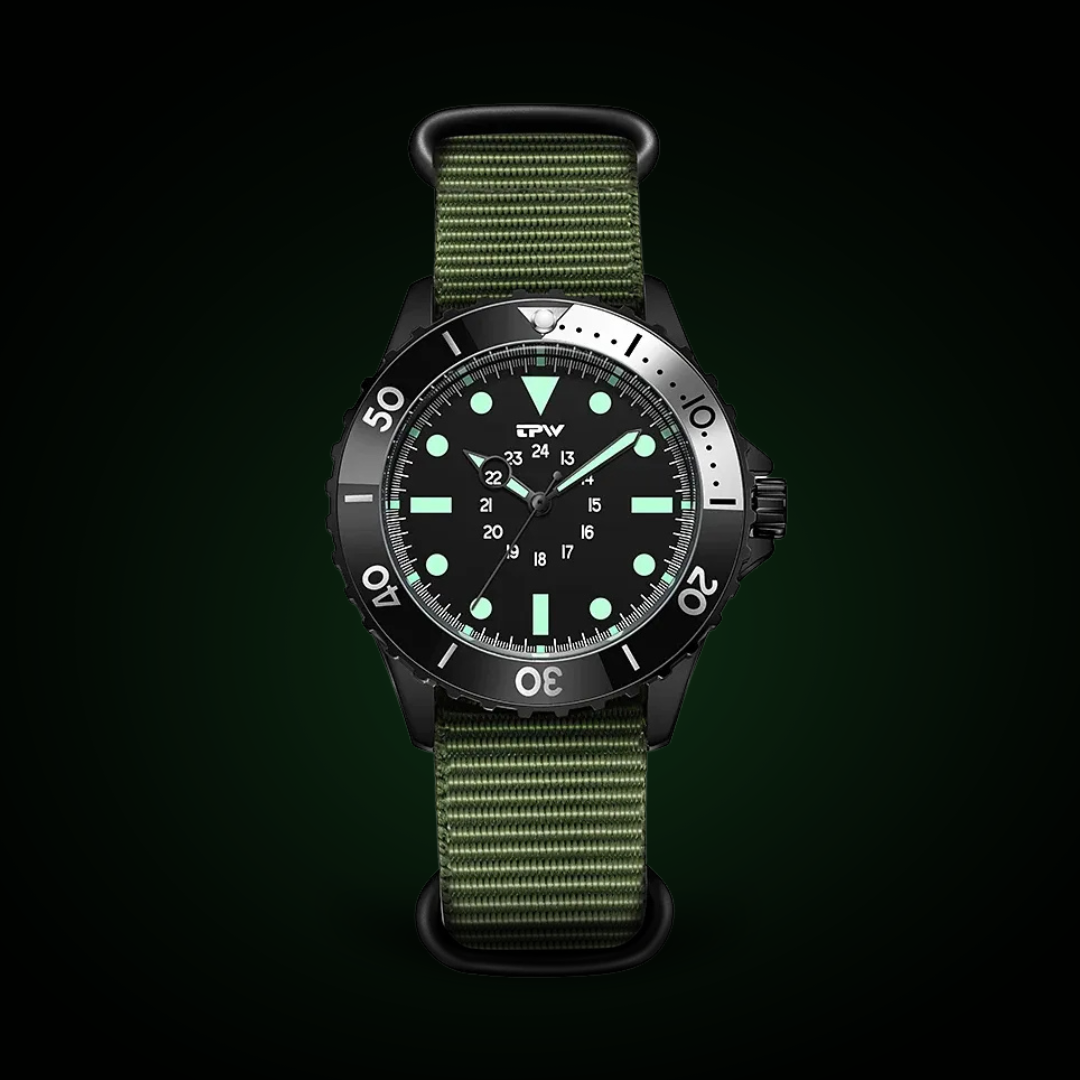 Herren Taucheruhr Wasserdicht Militärstyling Schwarz