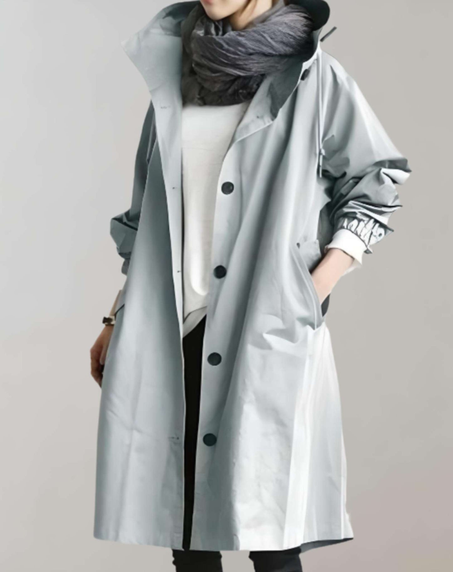 Wasserdichter Trenchcoat Damen Warm mit Kapuze