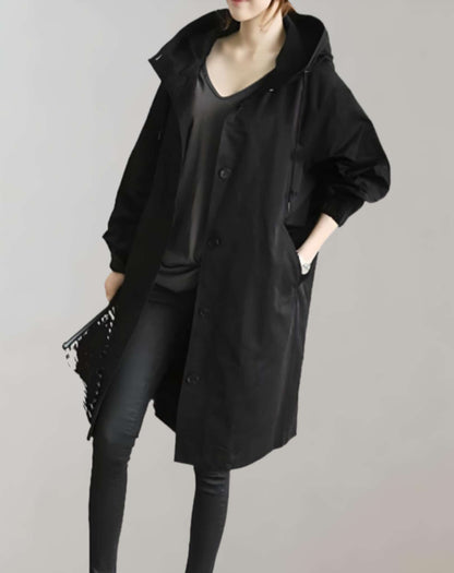 Trenchcoat Damen Warm mit Kapuze Winter
