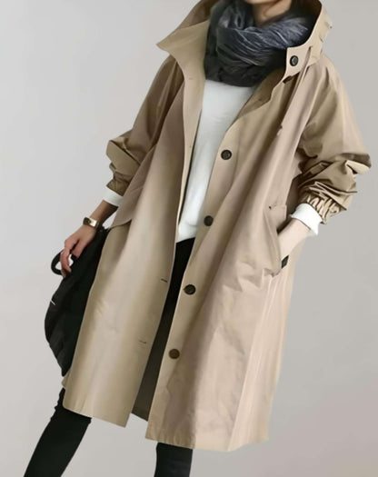 Trenchcoat Damen Warm mit Kapuze Winter
