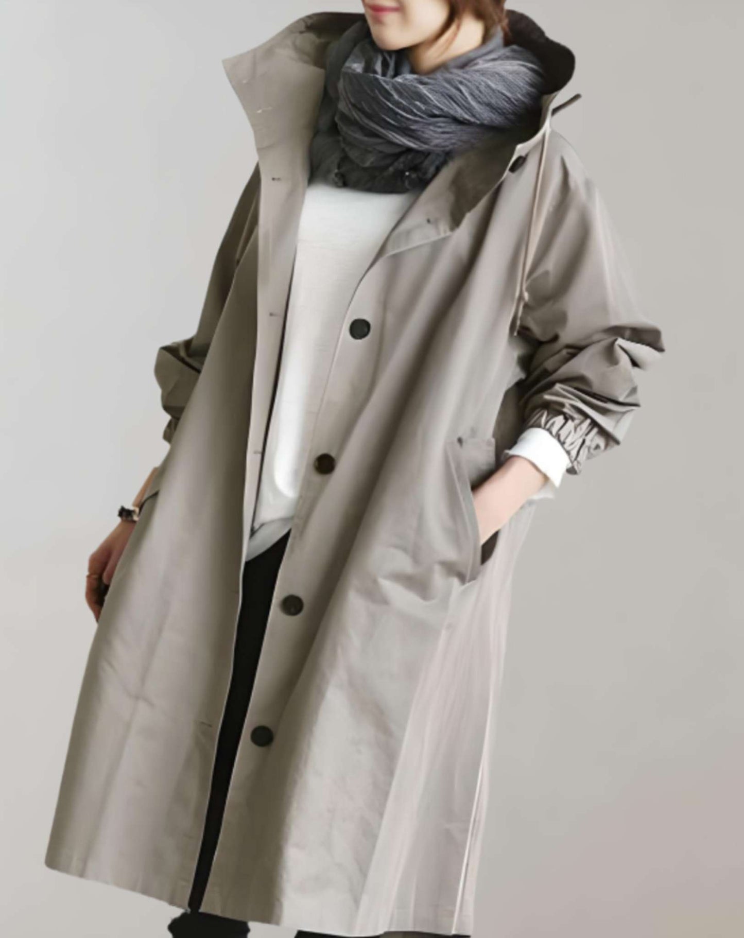 Trenchcoat Damen Warm mit Kapuze Winter