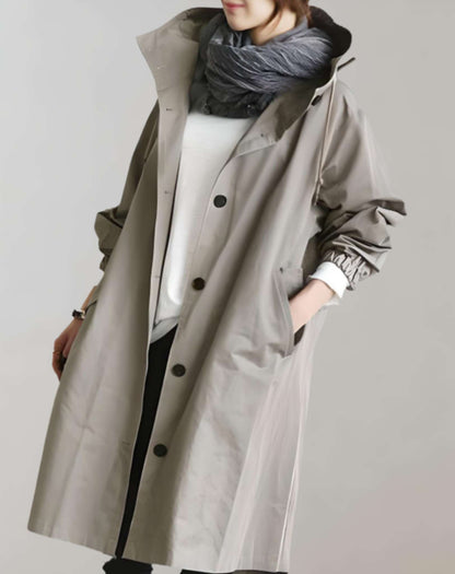 Wasserdichter Trenchcoat Damen Warm mit Kapuze