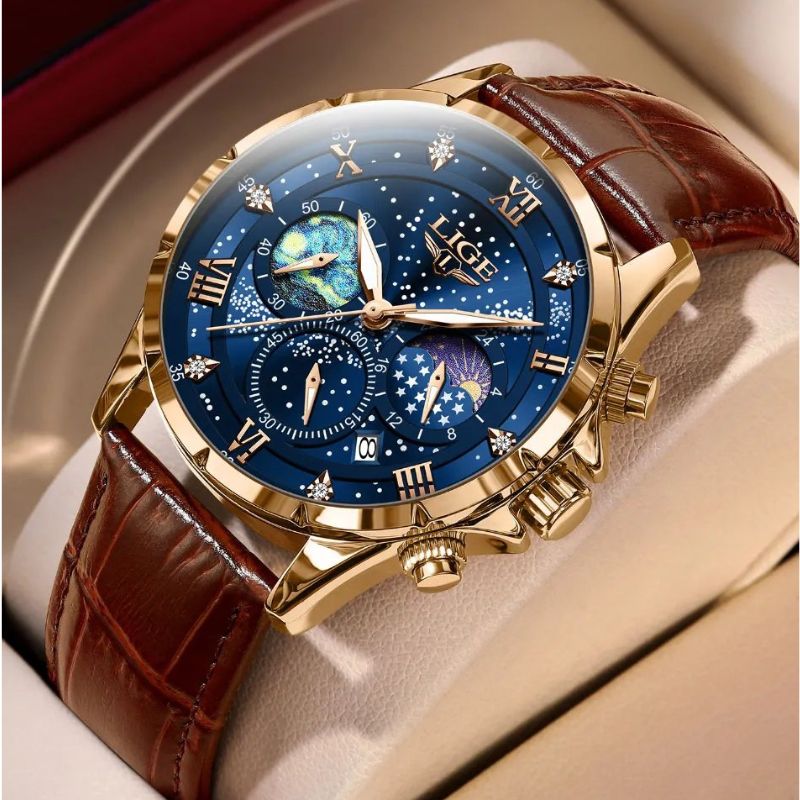 Herren Armbanduhr Edelstahl Chronograph