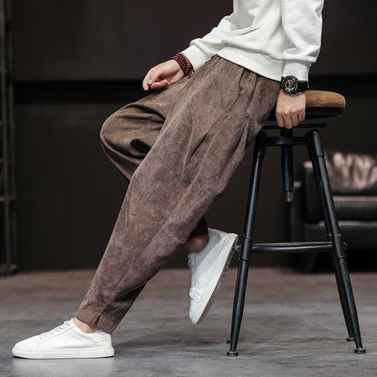 Herren Samthose Bequem Weite Bein Relaxed Fit