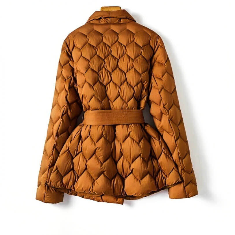Damen Gürtel Mantel Steppjacke Winter Puffer Jacket