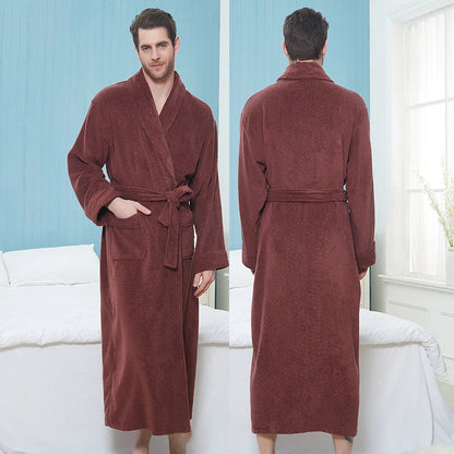 Herren Bademantel Fleece Lang Warm mit Handtuch - BerlinGlamour