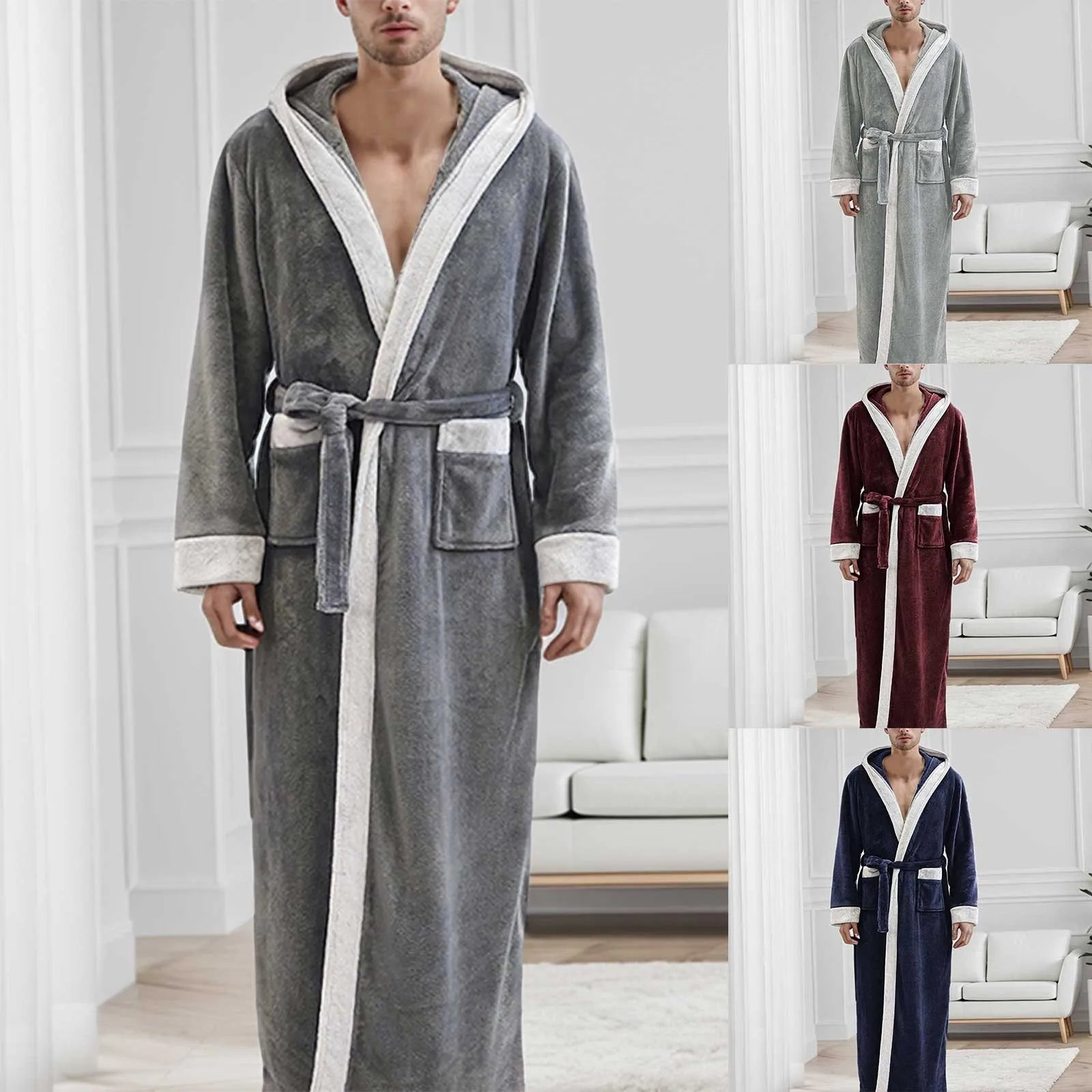 Langer Bademantel mit Kapuze für Männer Winter - BerlinGlamour