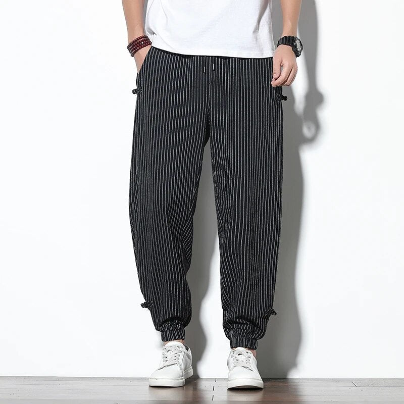 Gestreifte Herren Joggerhose mit Drawstring - BerlinGlamour