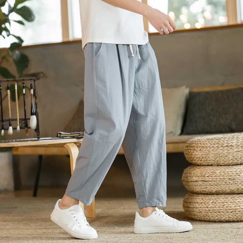 Bequeme Herrenhose Leinen Lockere Fit Kordelzug - BerlinGlamour