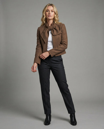 Damen Steppjacke Kurz Wolljacke Old Money Stil - BerlinGlamour