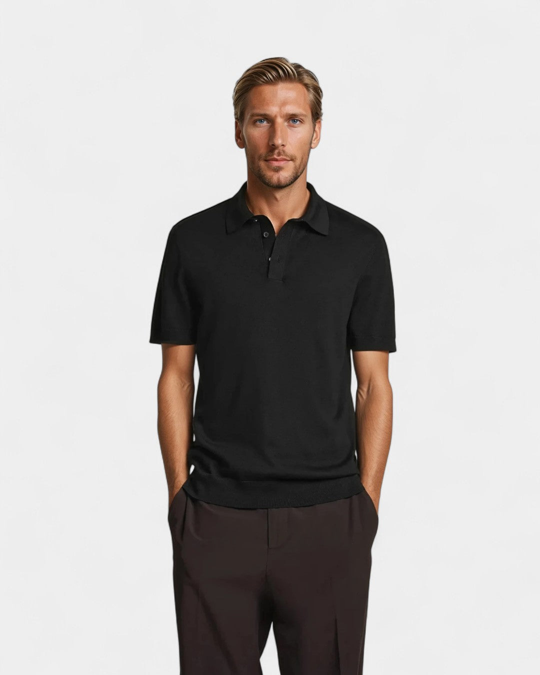 Seidenpoloshirt Schwarz Elegantes Herrenshirt - BerlinGlamour