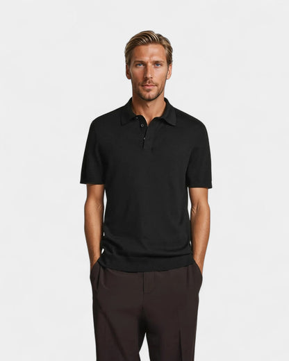 Seidenpoloshirt Schwarz Elegantes Herrenshirt - BerlinGlamour