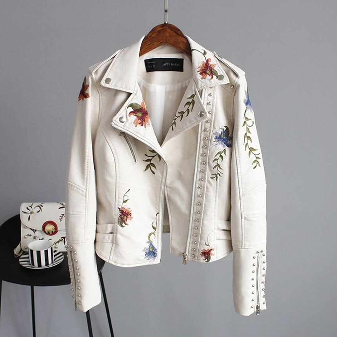 Elegante Damenjacke Klassisch Leder Schwarz