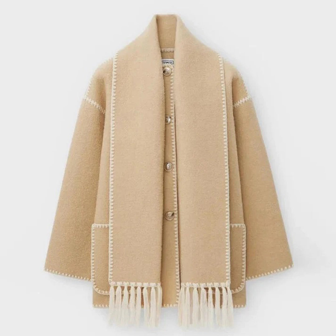Brynora: Elegante Winterjacke mit integriertem Schal