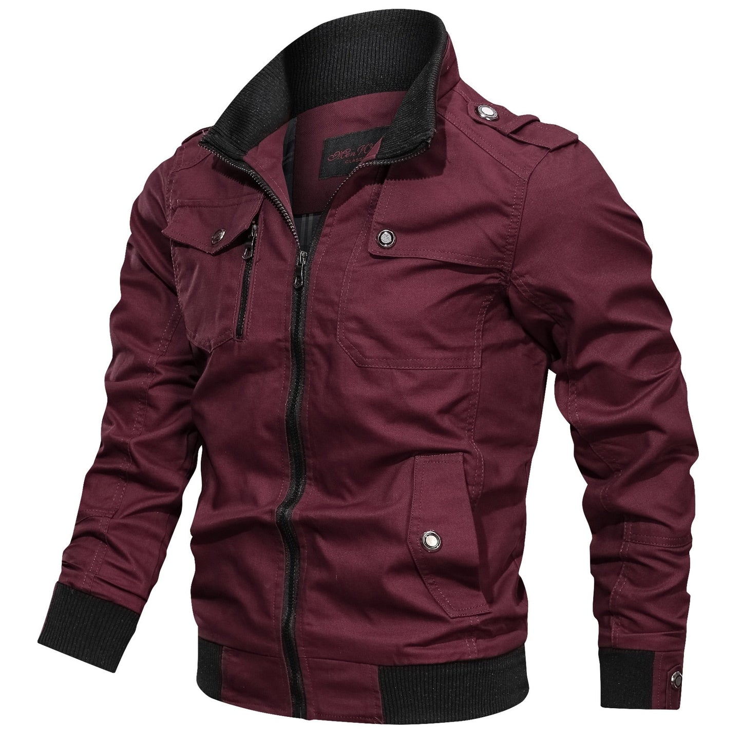 Stilvolle Herrenjacke Stehkragen Klassisch