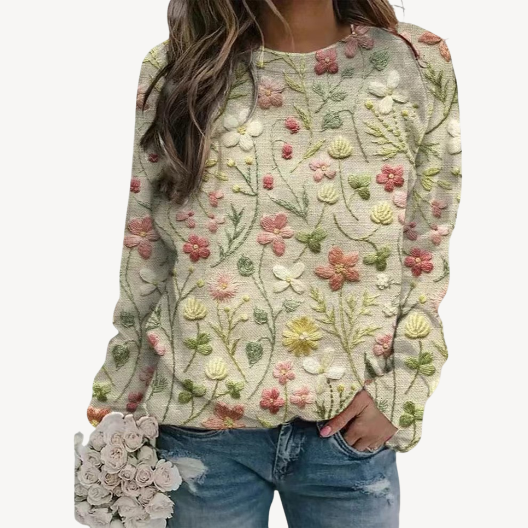 Bestickter Blumenpullover für Damen | Loravelle 2