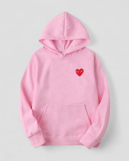 Bestickter Herz-Hoodie für Damen, lässiger Streetwear-Pullover 12